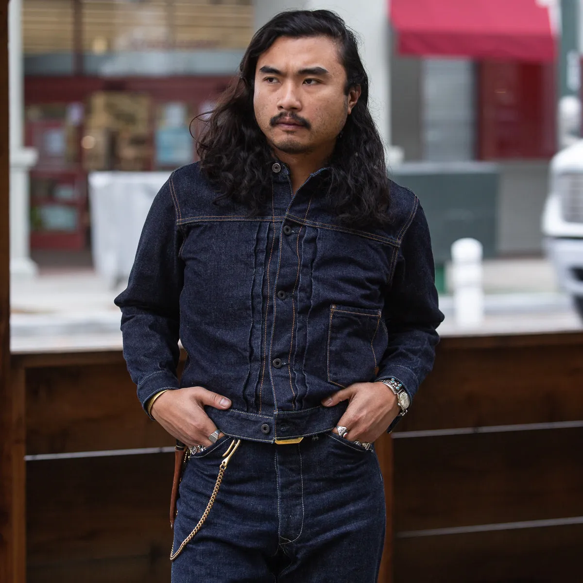 14oz Indigo Denim Pleats Jacket