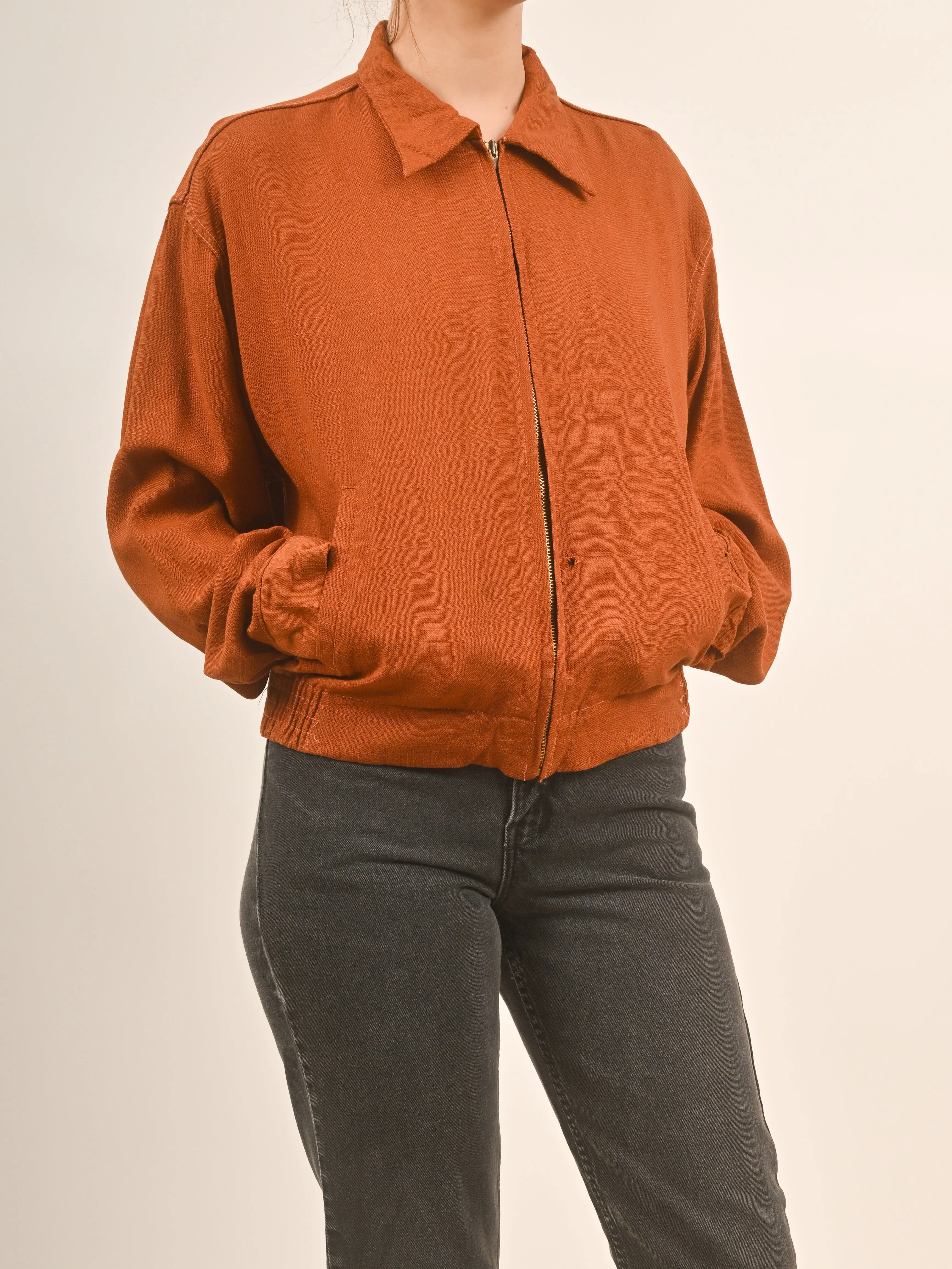 1940s Rusty Coloured Lightweight Frontzip Fall Jacket