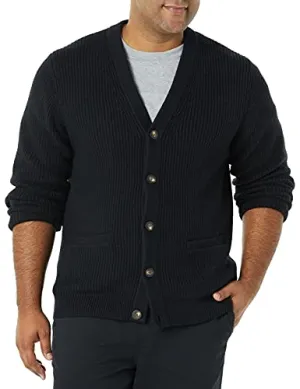 Amazon Essentials Men's Long-Sleeve Soft Touch Cardigan Sweater, Black, X-Small