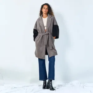 Belted chevron wool coat wholesale