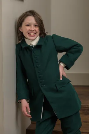 Boys Wool Frock Coat | Green