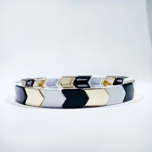 Caryn Lawn - Arrow Tile Bracelet in Black/Gold/White