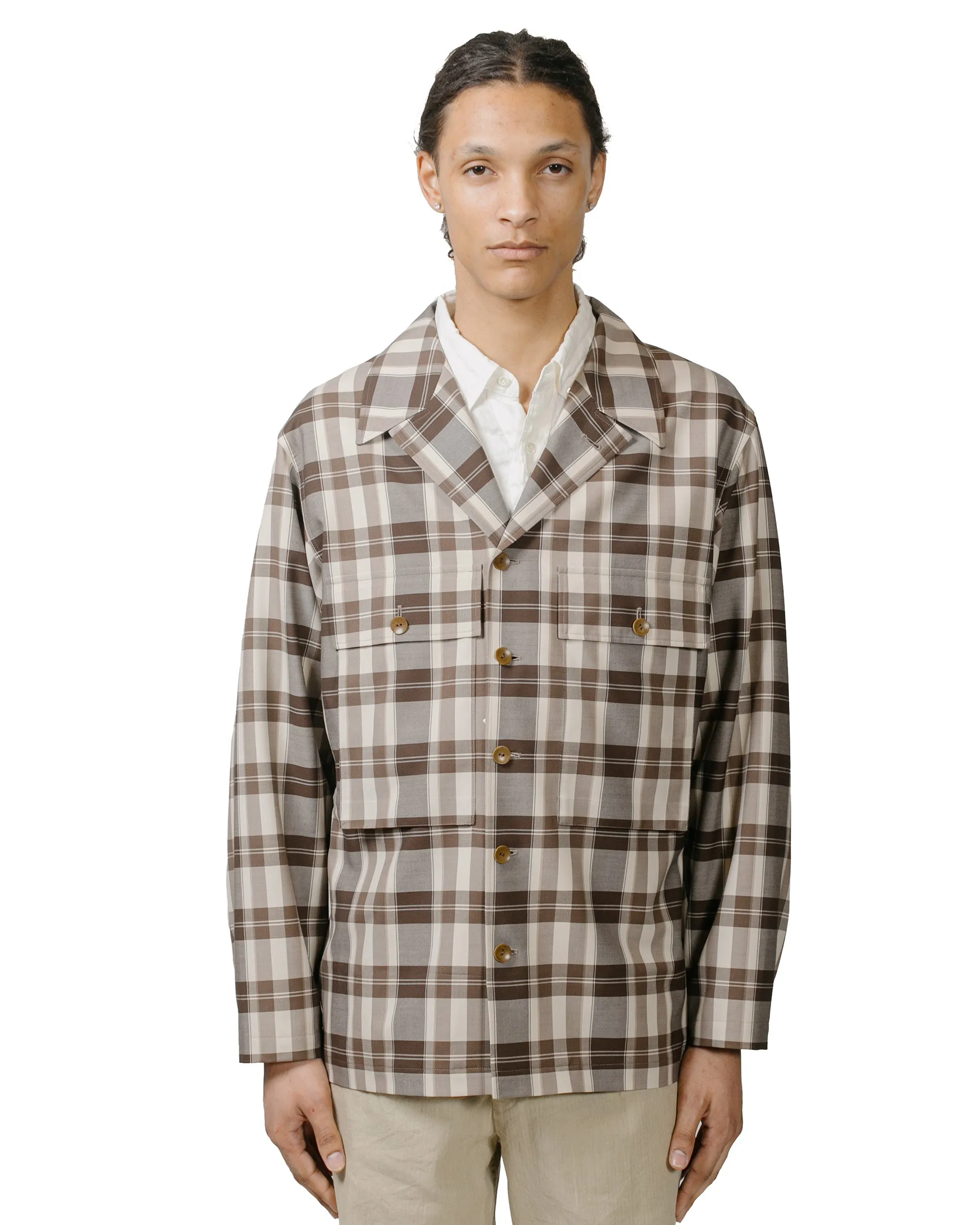 Cohérence Vernon-D Antique Wool Gabardine Jacket Beige Check