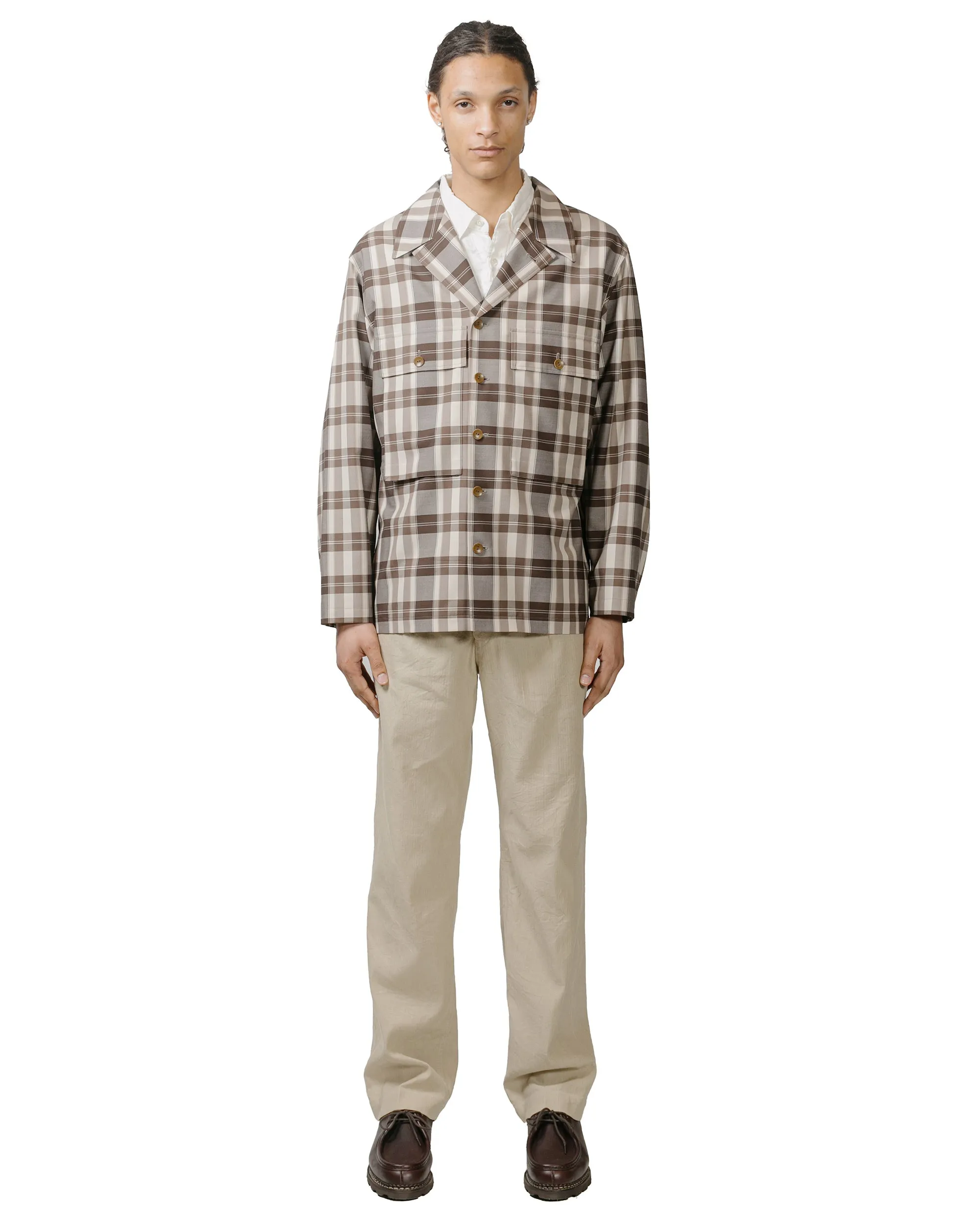 Cohérence Vernon-D Antique Wool Gabardine Jacket Beige Check