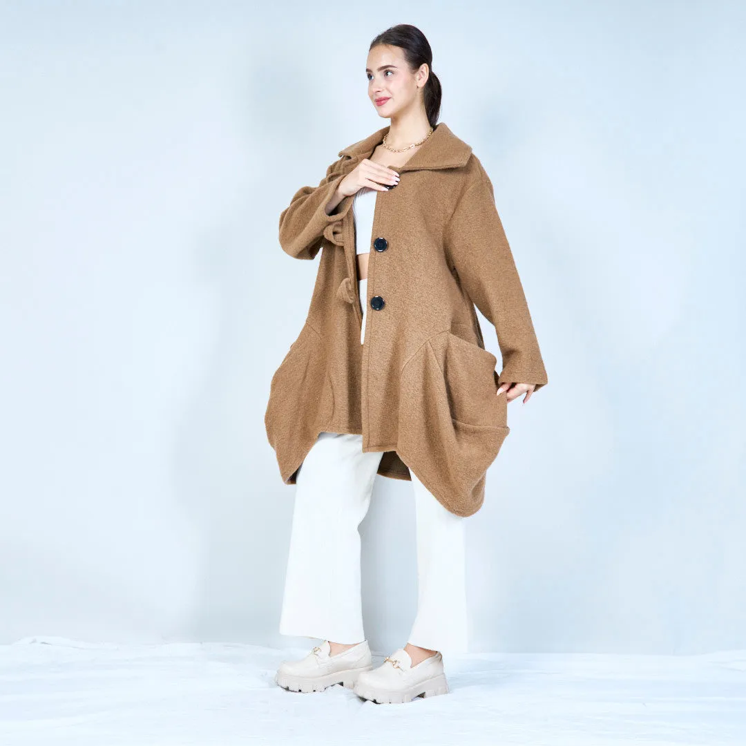 Elegant toggle-button knit coat wholesale