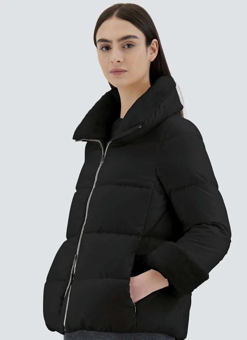 Faux Fur Quilted Zip Jacket