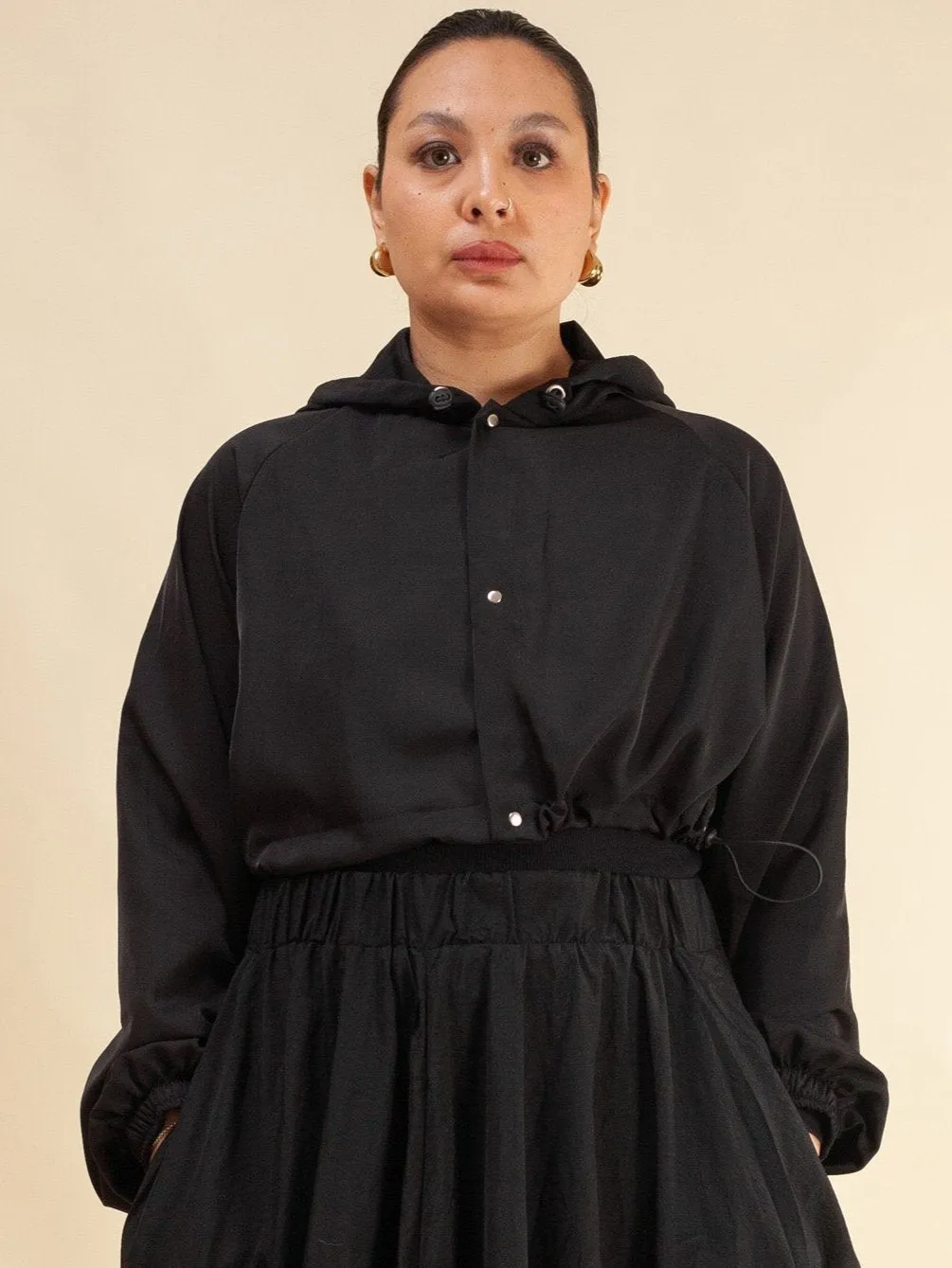 Keiko Cropped Twill Jacket (Black)