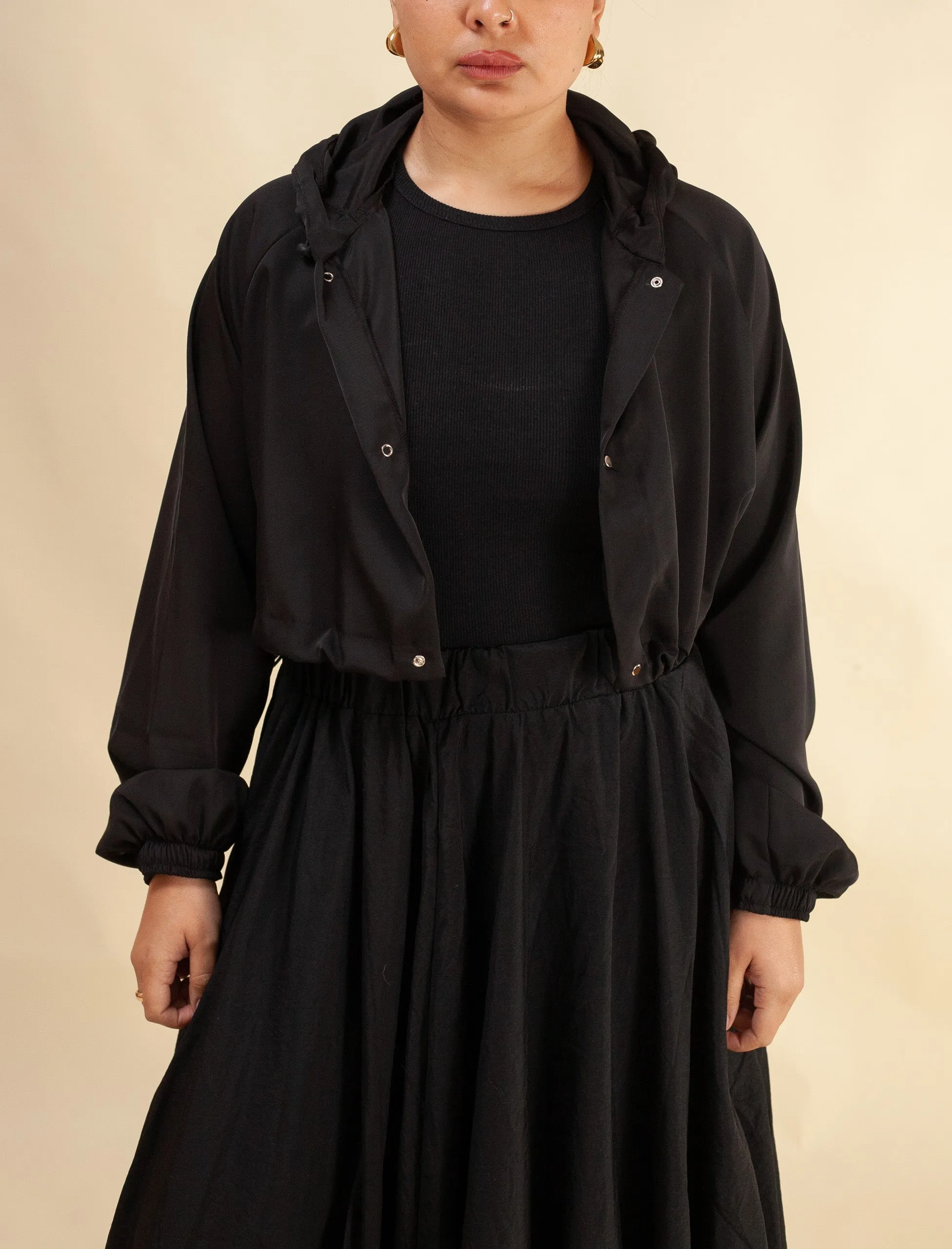 Keiko Cropped Twill Jacket (Black)