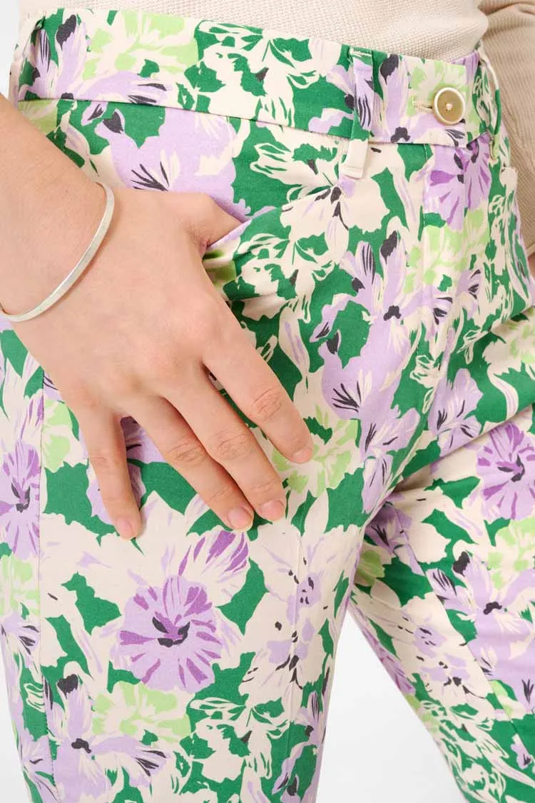 Mara S Green Floral Printed Chinos