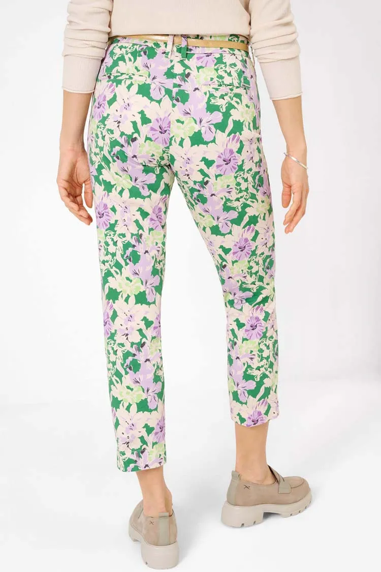 Mara S Green Floral Printed Chinos