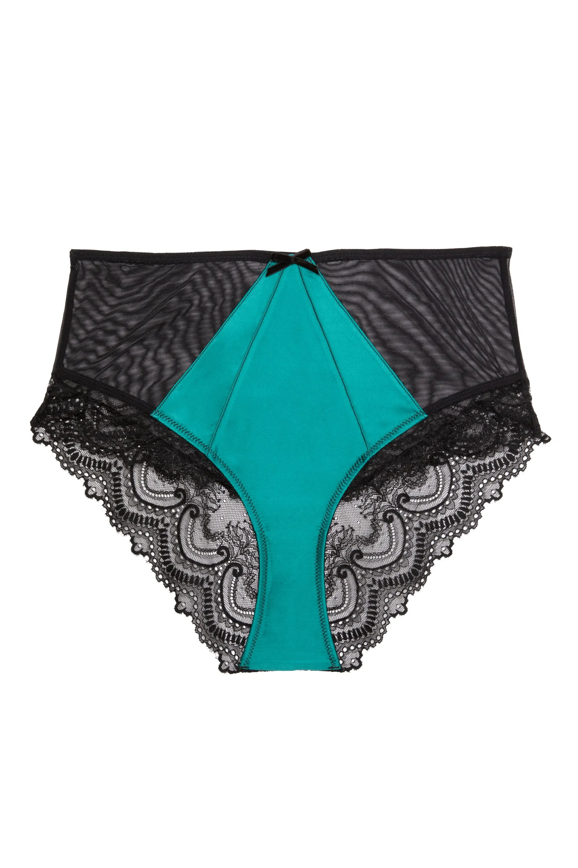 Melda Teal Satin And High Waist Brief