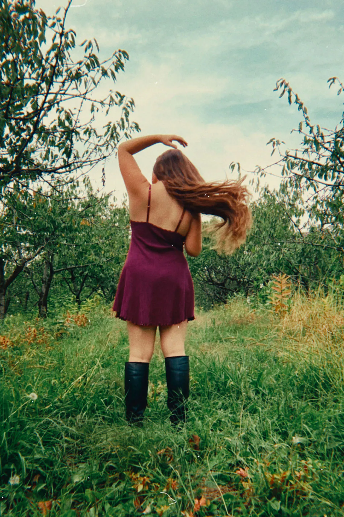 Moonshadow Slip Dress in Hand Dyed Raspberry Pointelle Knit