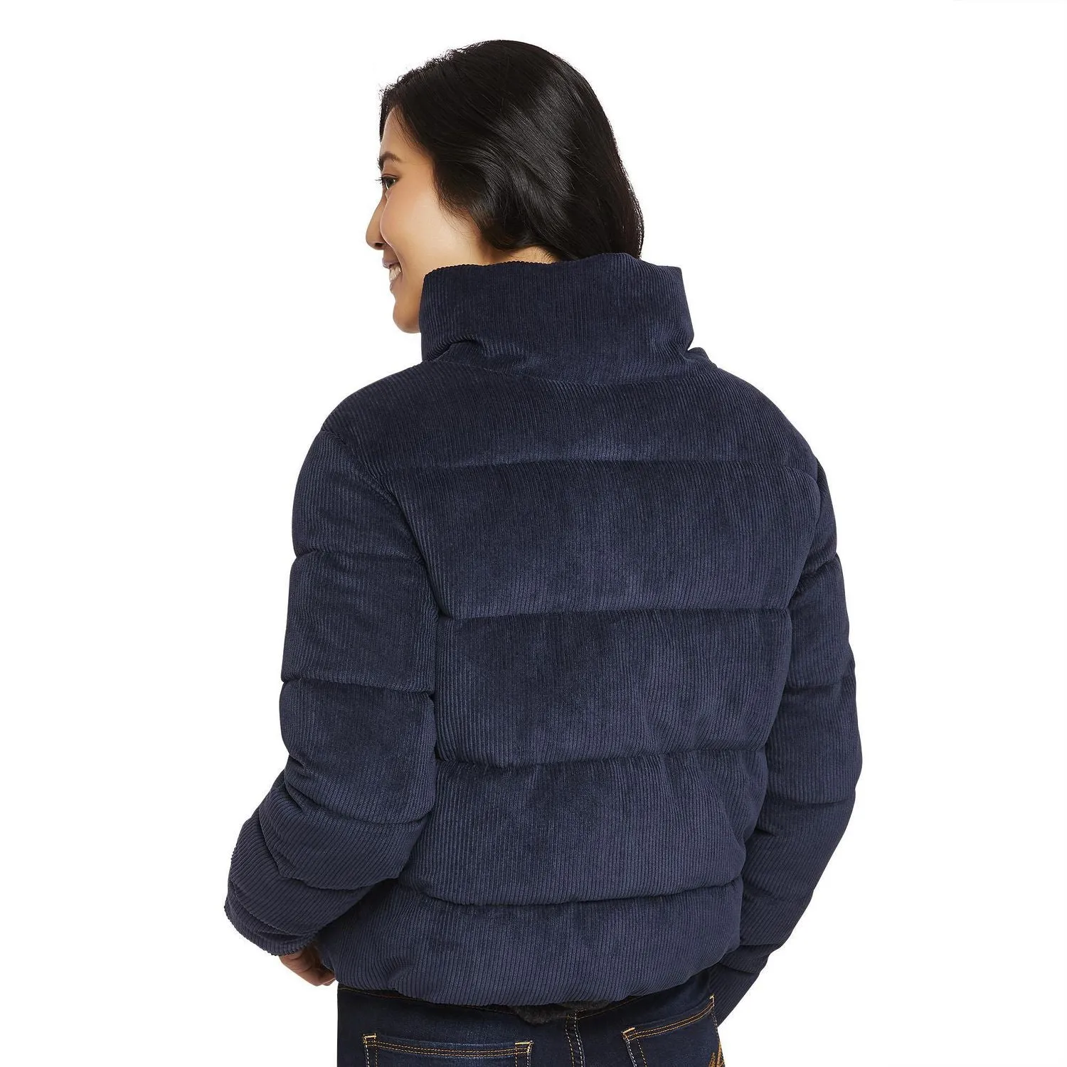 New George Women's Wide Panel Short Puffer Jacket in Navy, sz L!