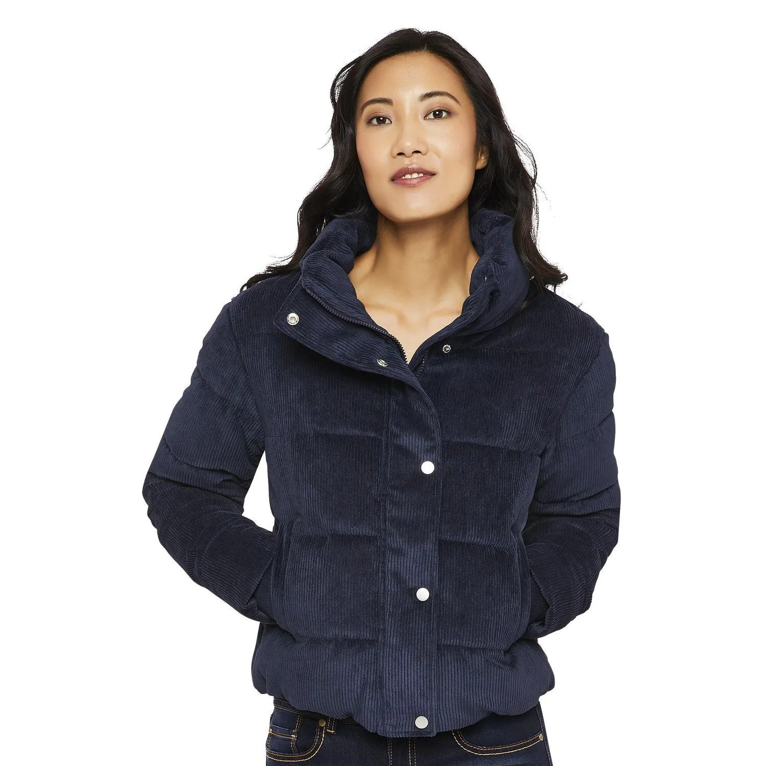 New George Women's Wide Panel Short Puffer Jacket in Navy, sz L!