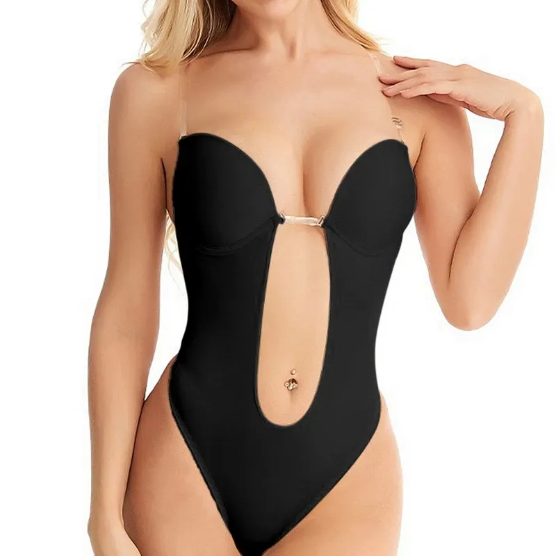 Plunge Backless Body Shaper - Seamless Slimming Bodysuit