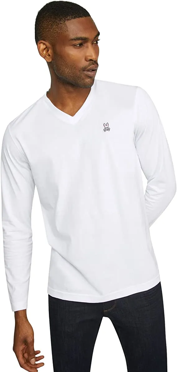 Psycho Bunny Men's Regular Fit Long Sleeve V Neck T-Shirt