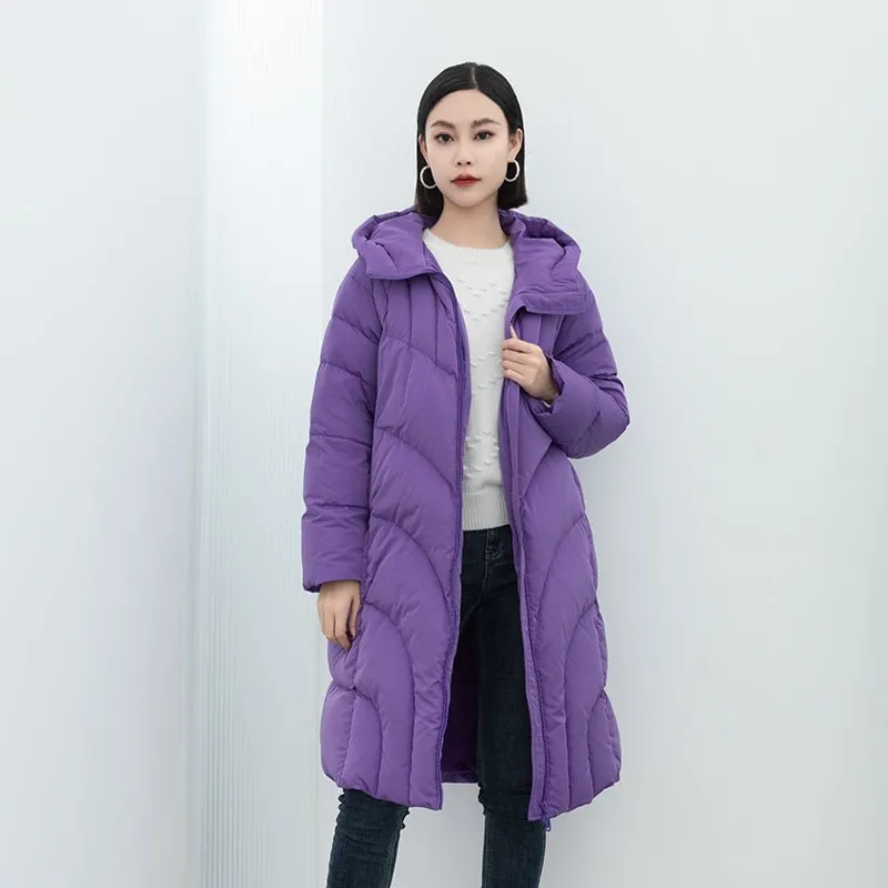 Purple Long Down Winter Jacket Coats