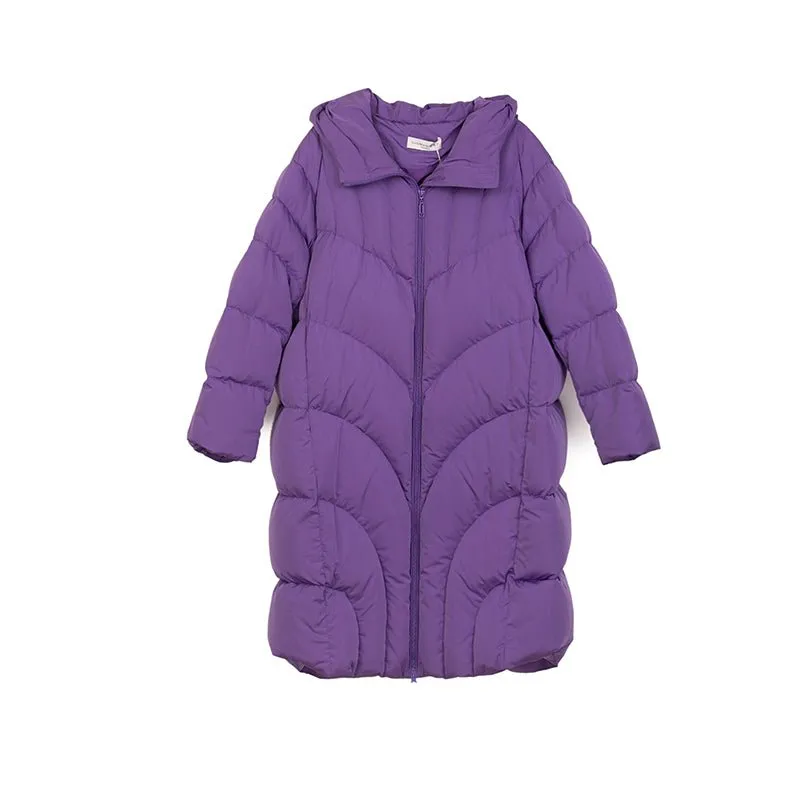 Purple Long Down Winter Jacket Coats