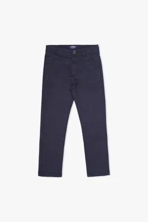 Regular Navy Cotton Pants For Boys