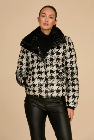 Sequin Puffer Jacket - Houndstooth