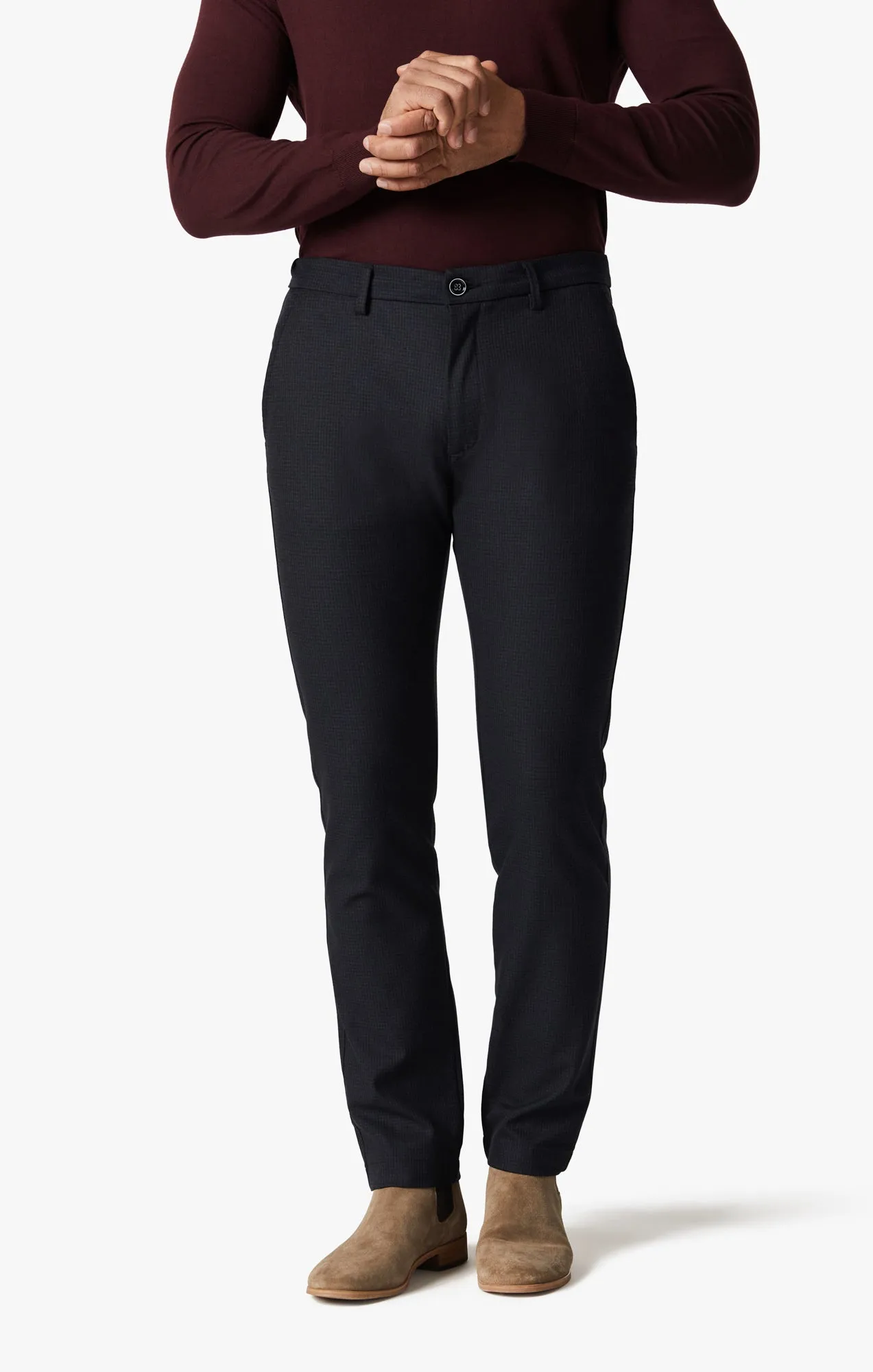 Seville Elastic Waist Pants In Check Smart Sporty