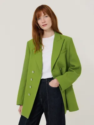 Silver Button Military Jacket | Green