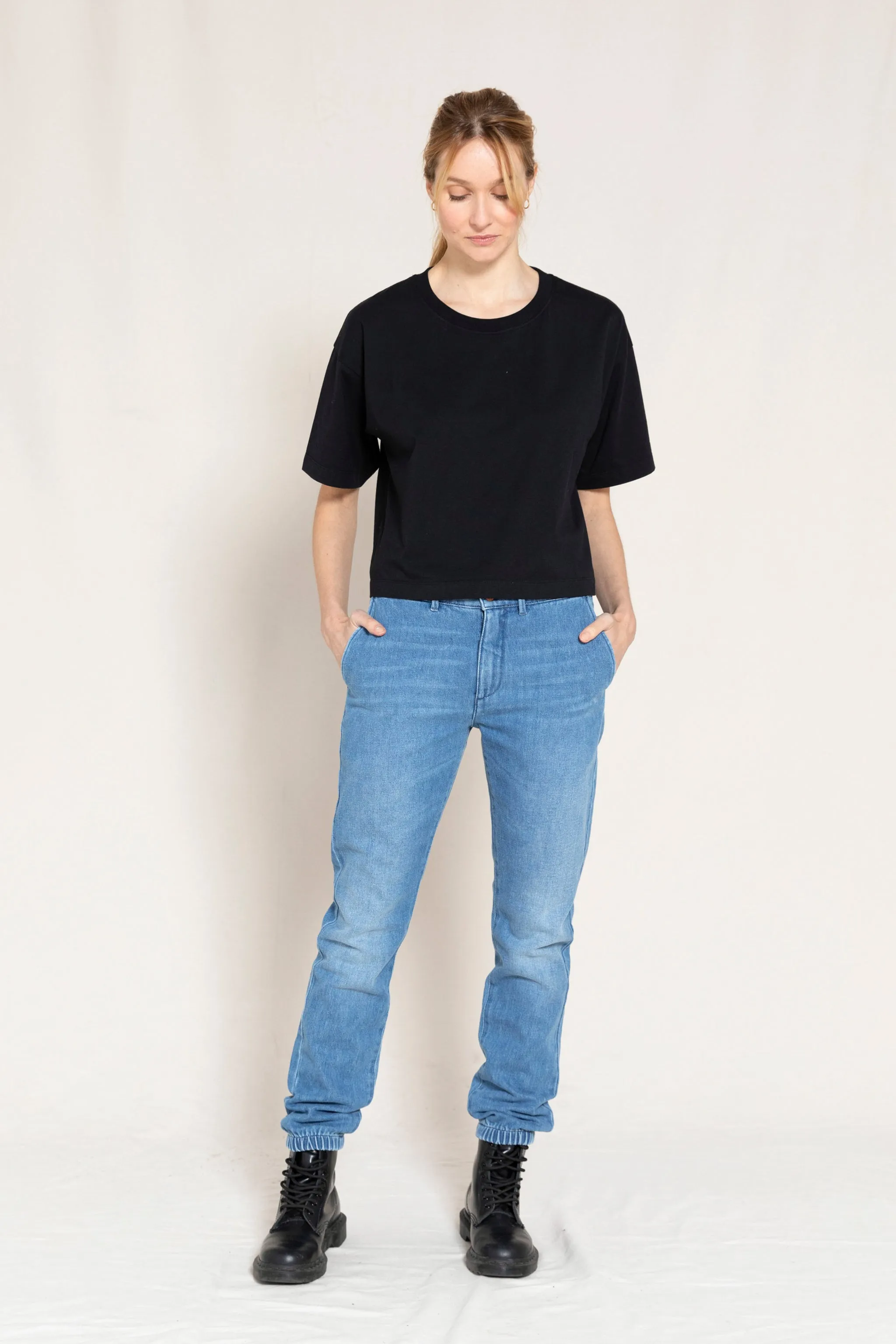 SKATER Medium Blue - Elasticed Bottom Chino Fit Pants