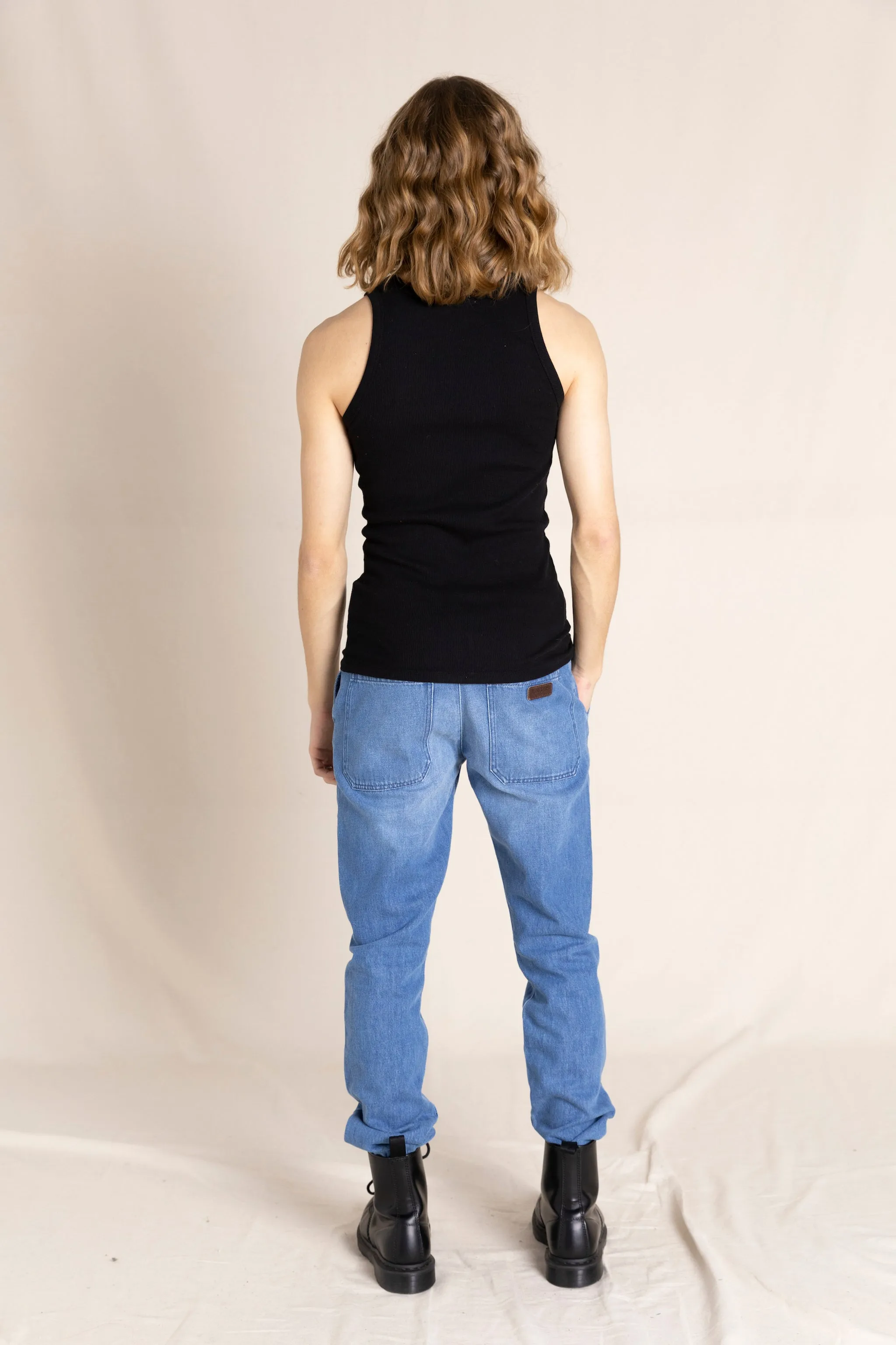 SKATER Medium Blue - Elasticed Bottom Chino Fit Pants