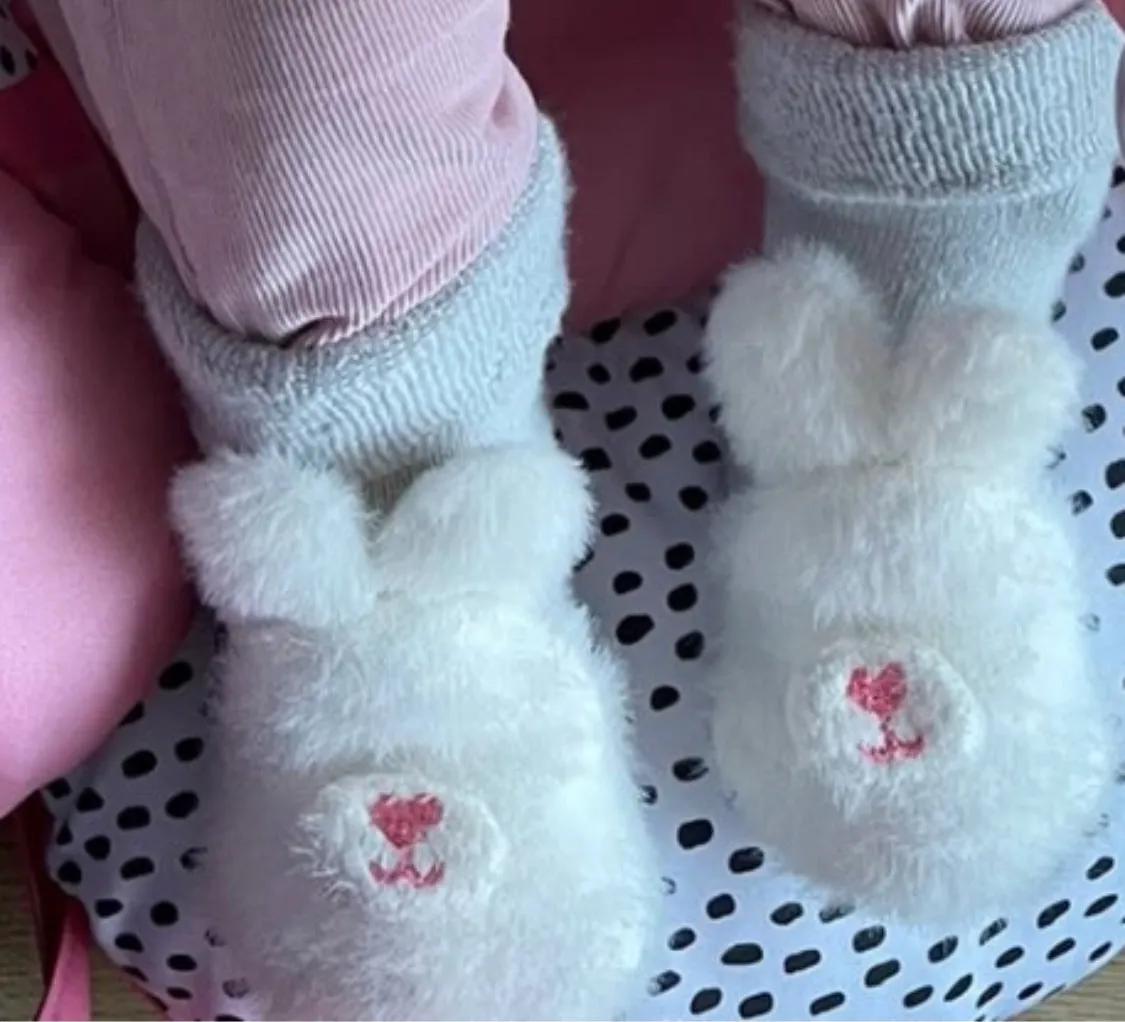 Sleepy Bunny Baby Socks- Grey