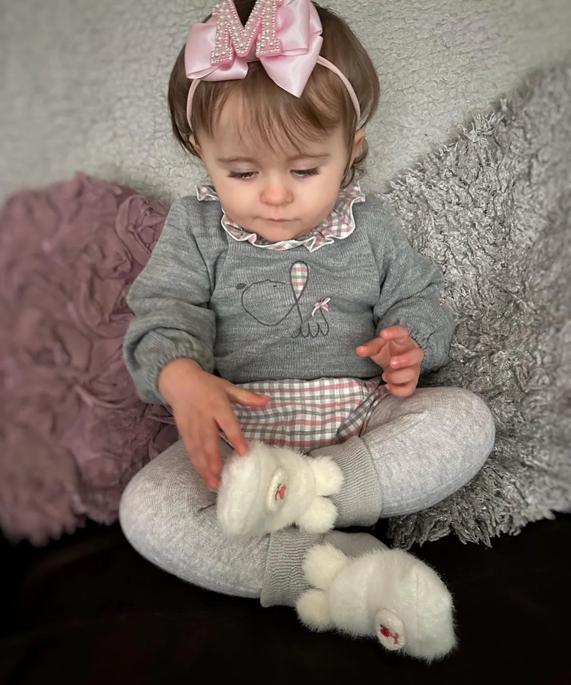 Sleepy Bunny Baby Socks- Grey