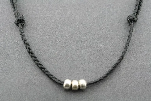 slip knot necklace - 3 bead - black