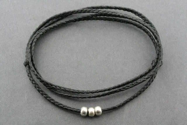 slip knot necklace - 3 bead - black