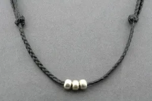 slip knot necklace - 3 bead - black