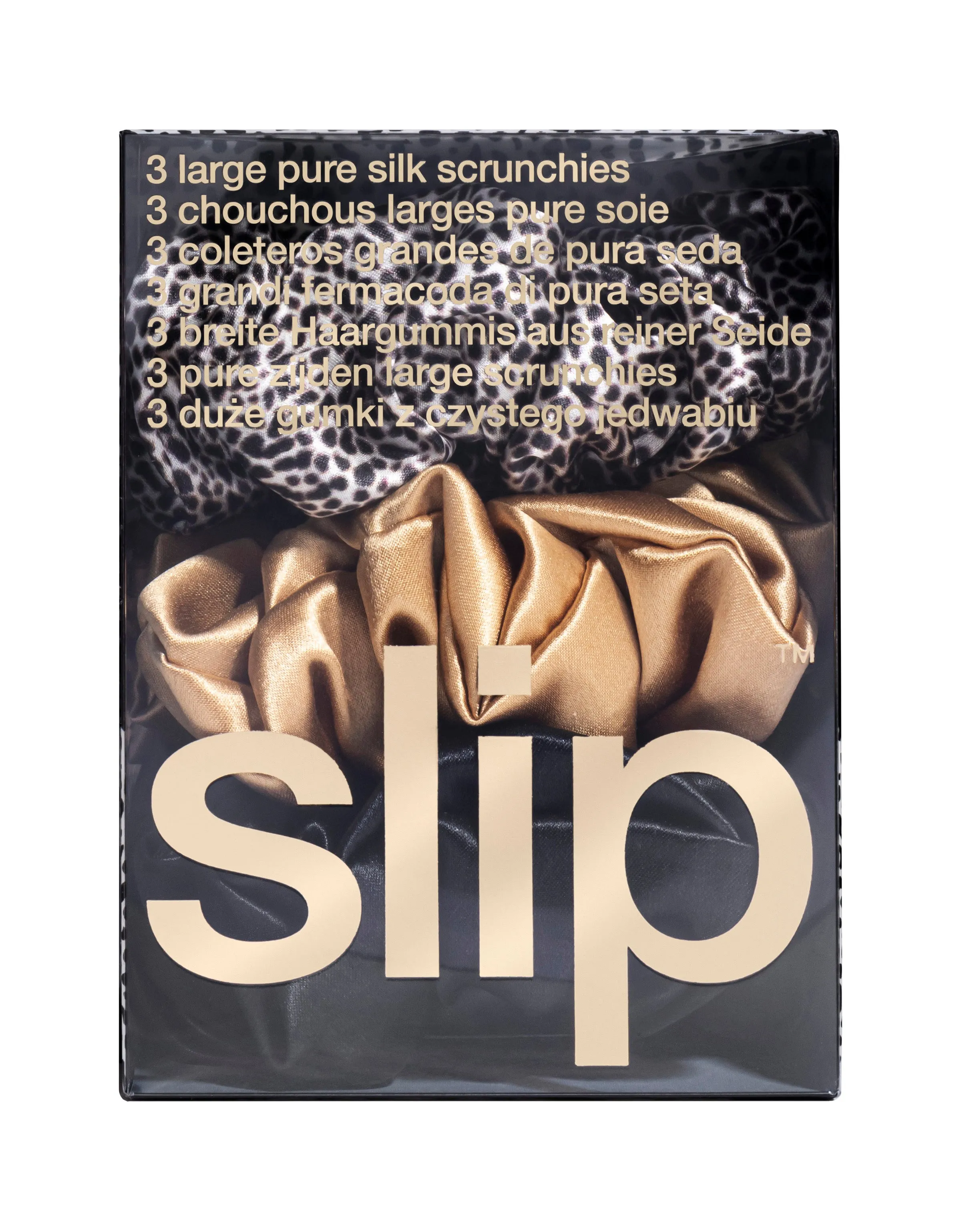 Slip Scrunchies - Black/Gold/Leopard