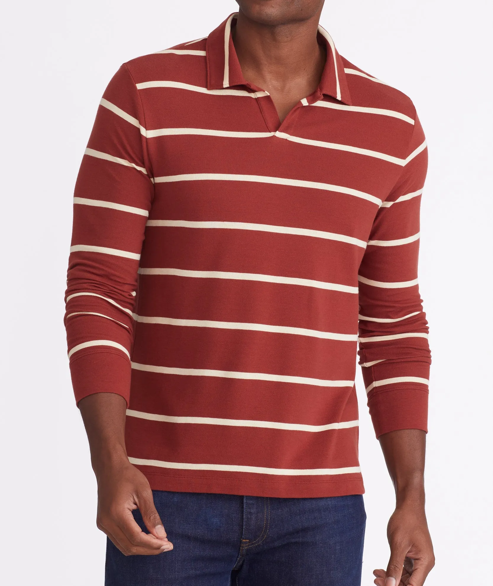 Striped Johnny Collar Polo - FINAL SALE