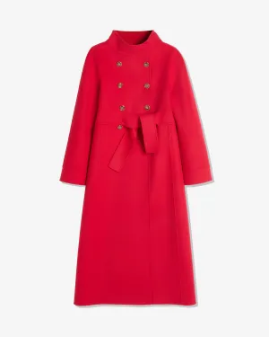 Valentino - Women's Compact Drap Coat - (Dark Red)