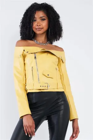 Vintage Vegan Leather Belted Cropped Jacket