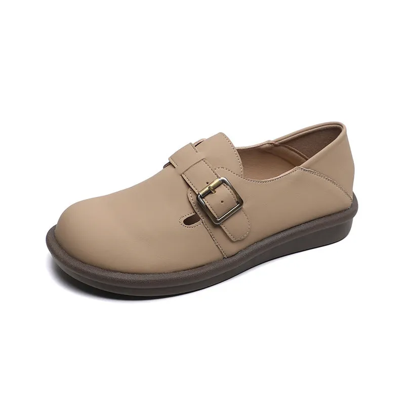 Women Minimalism Retro Soft Leather Casual Loafers