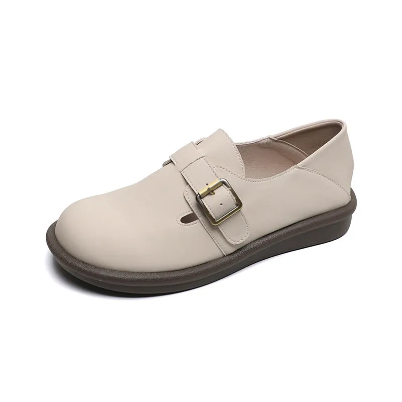 Women Minimalism Retro Soft Leather Casual Loafers