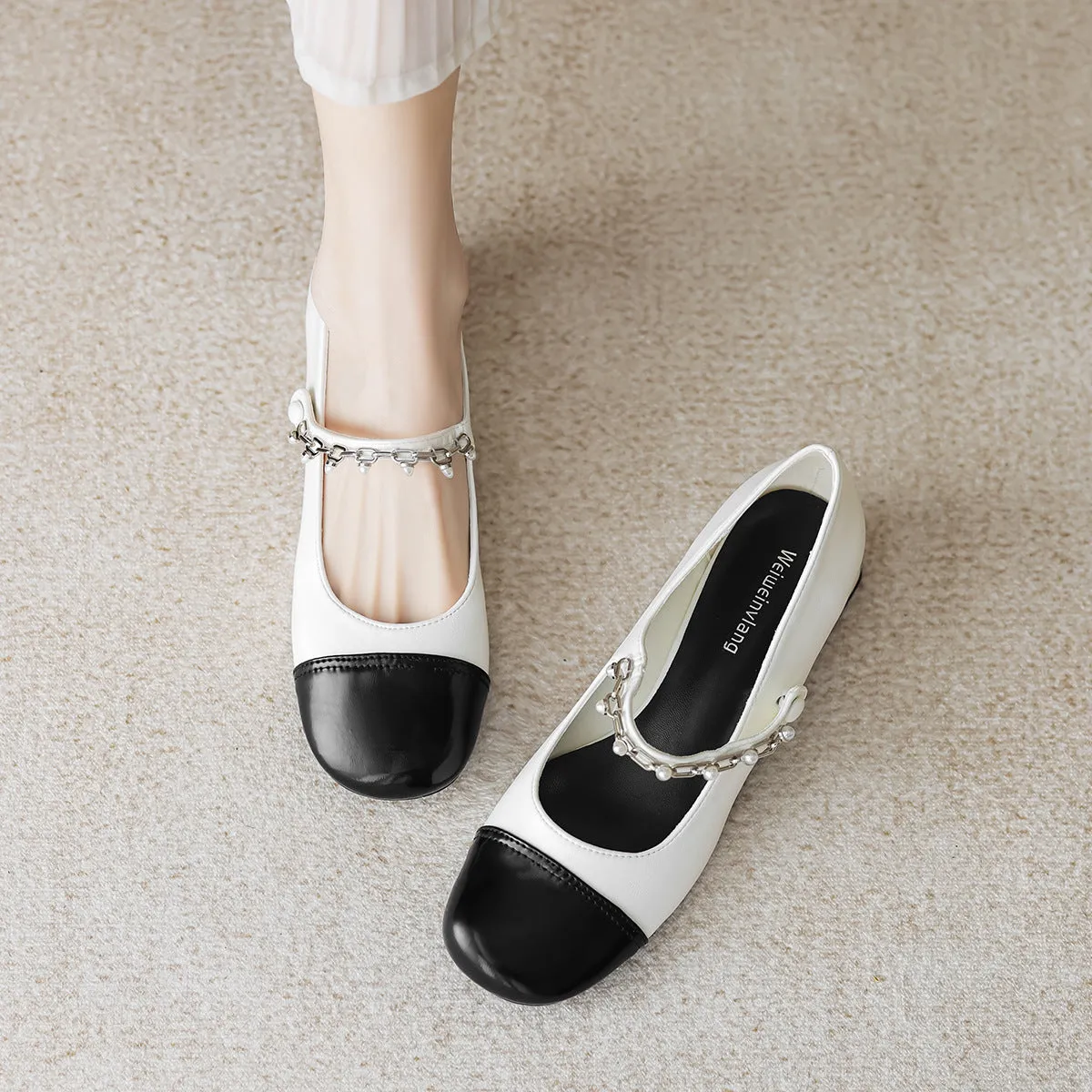 Women Minimalist Casual Low Chunky Heel Mary Jane Shoes