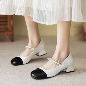 Women Minimalist Casual Low Chunky Heel Mary Jane Shoes