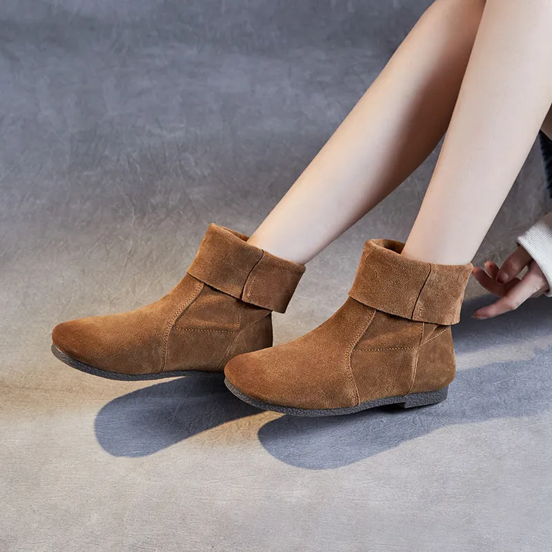 Women Minimalist Soft Suede Casual Flat Boots