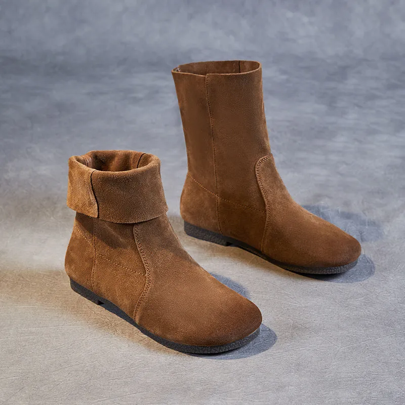 Women Minimalist Soft Suede Casual Flat Boots