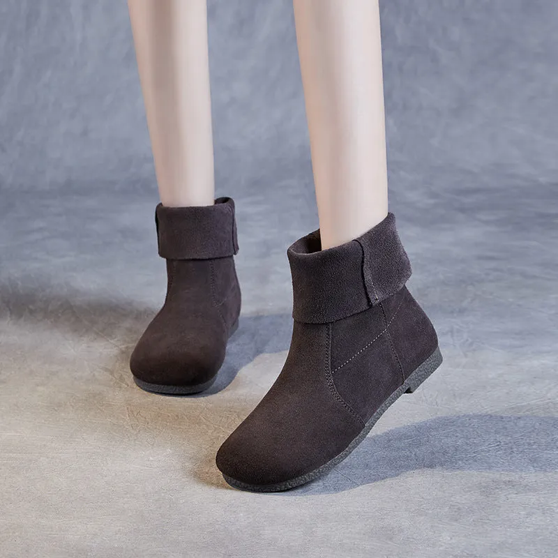 Women Minimalist Soft Suede Casual Flat Boots