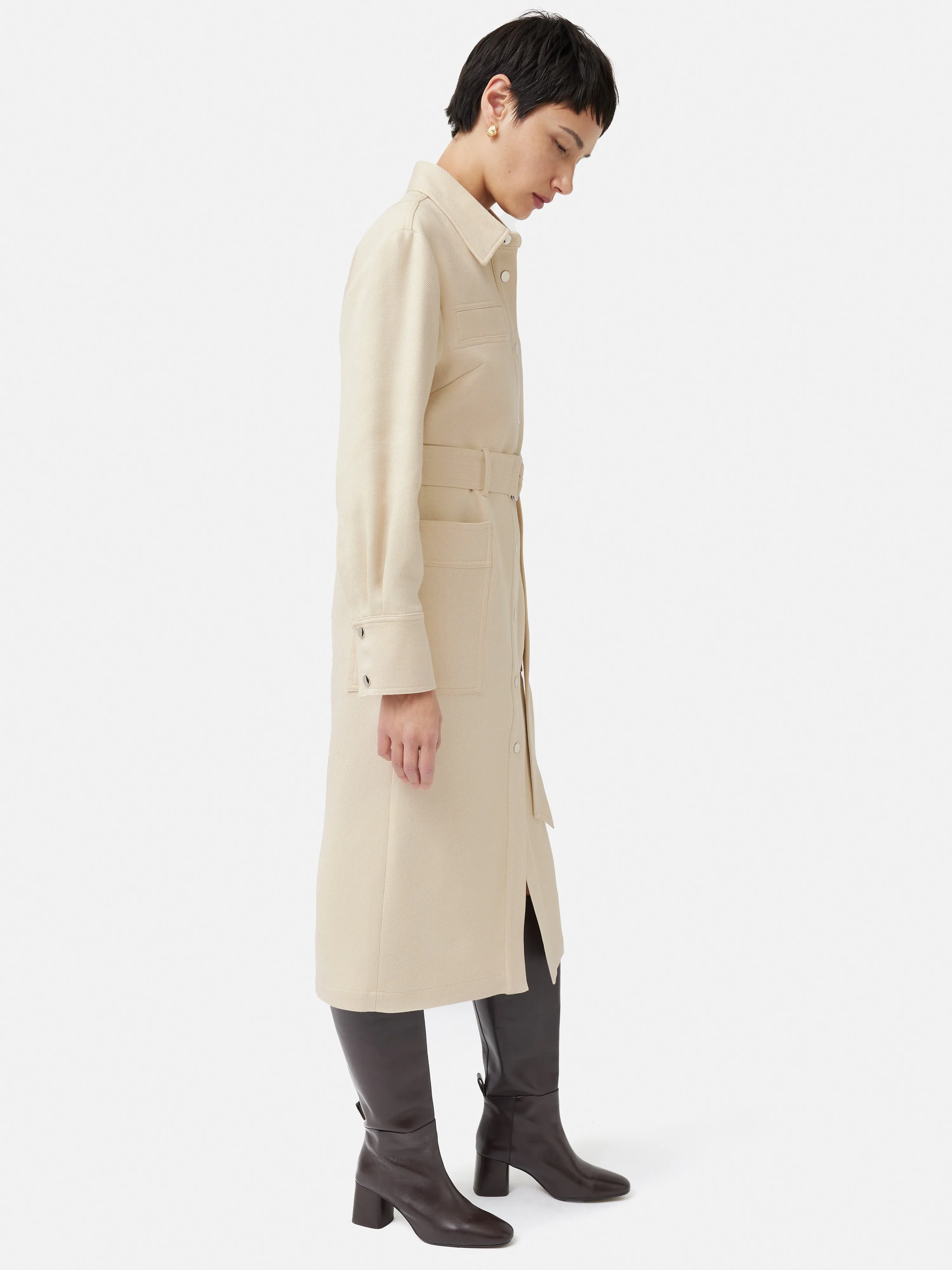 Wool Utility Dress | Cream