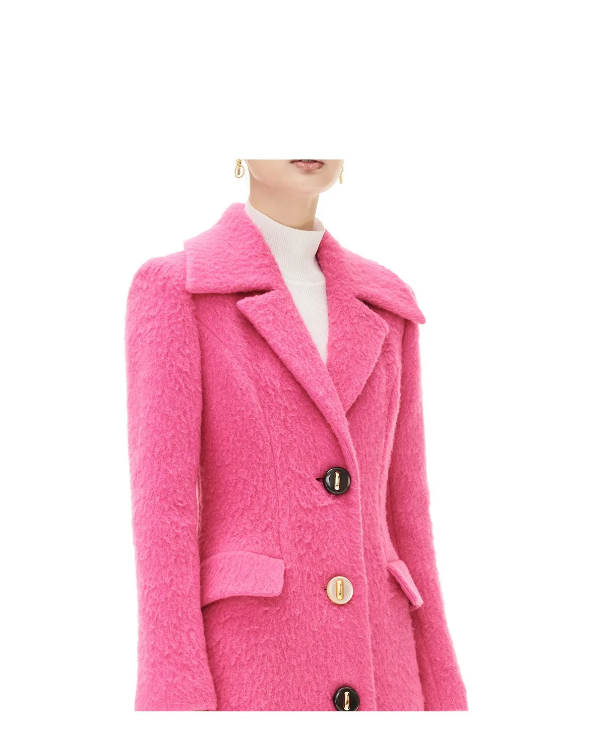 YES BY YESIR autumn winter pink Barbie wool long coat - on the run