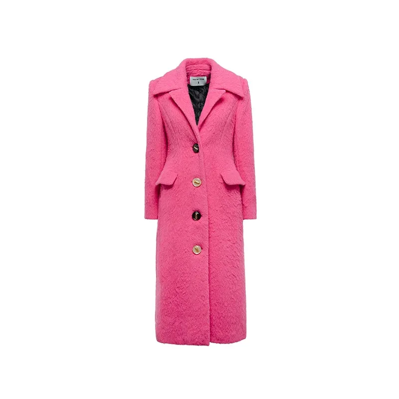 YES BY YESIR autumn winter pink Barbie wool long coat - on the run