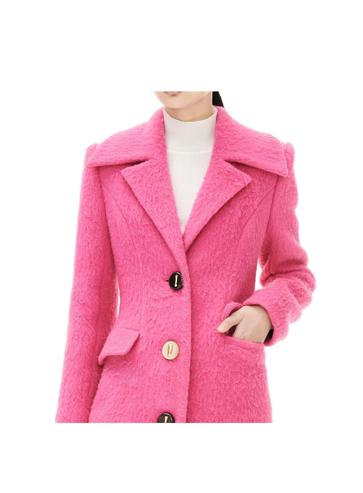 YES BY YESIR autumn winter pink Barbie wool long coat - on the run